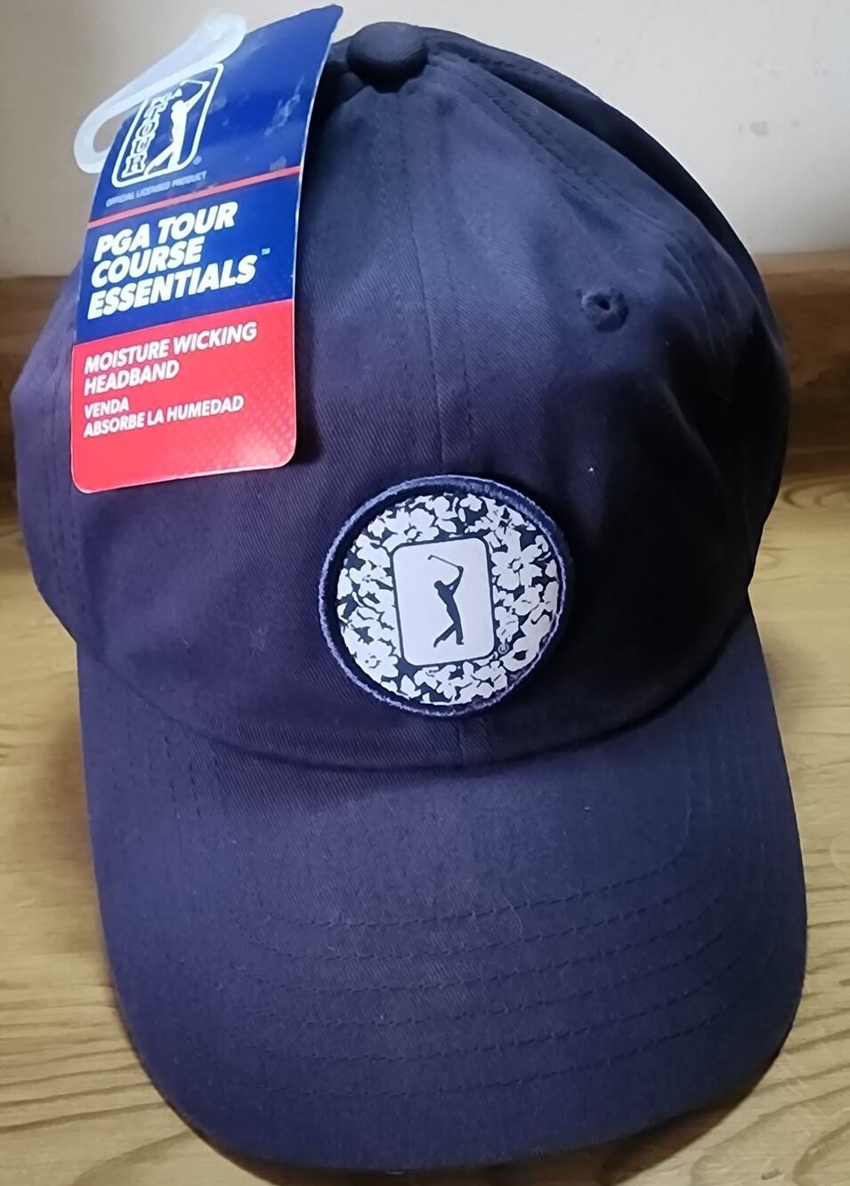PGA TOUR Hat Classic Cap Floral Patch Men's Adjustable Navy Blue Moisture